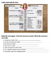 English Worksheet: Reading on edaily routines