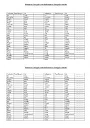 English Worksheet: Simple Past: 50 Common Irregular Verbs List