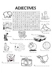 English Worksheet: ADJECTIVES WORDSEARCH