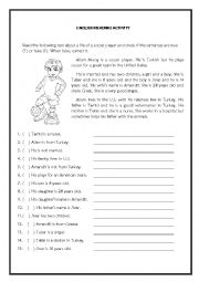 English Worksheet: REading