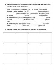 English Worksheet: Daily routine connectors, parts of the day and put pictures in order