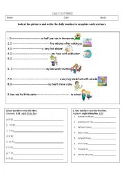 English Worksheet: Daily Routine and Time