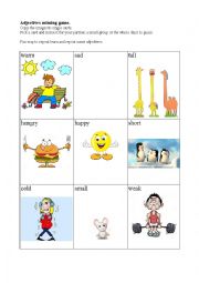 English Worksheet: English adjective miming game