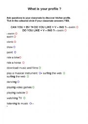 English Worksheet: profile pairwork