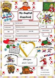 English Worksheet: copybook cover all about me