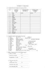 English Worksheet: Degrees of comparison