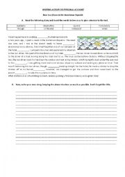English Worksheet: Writing a story or personal account