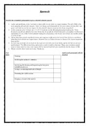 English Worksheet: sppech