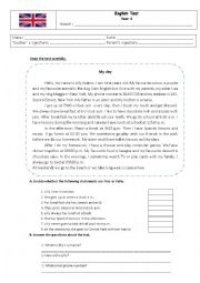 English Worksheet: English test - daily routine