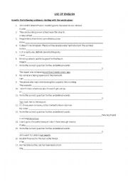 English Worksheet: USE OF ENGLISH AND PHONETICS