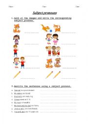 English Worksheet: subject pronouns