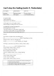 English Worksheet: Song Cant stop the feeling