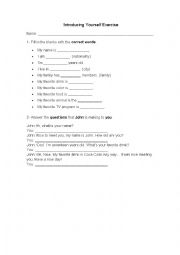 English Worksheet: Introducing yourself in conversations
