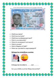 English Worksheet: Reading a passport 