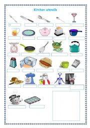 English Worksheet: Kitchen Utensils