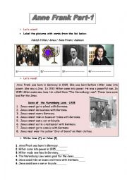 English Worksheet: Anne Frank P1