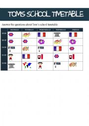 English Worksheet: Toms School Timetable