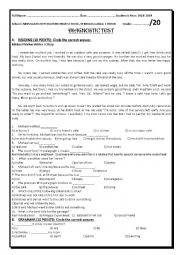 English Worksheet: Diagnostic test