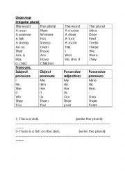 English Worksheet: irregular plural