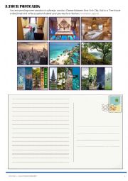 English Worksheet: Vacation / Holiday Worksheet - Postcard, tenses, questions, vocabulary... Part 2