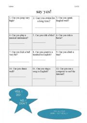 English Worksheet: SAY YES! 