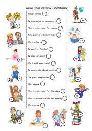 English Worksheet: Hobbies Pictionary