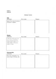 English Worksheet: Drama Terms Practice 