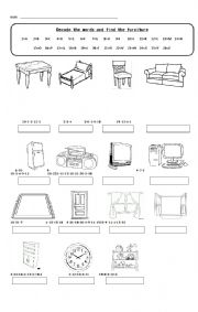 English Worksheet: Decode the furniture