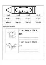 black colour worksheet