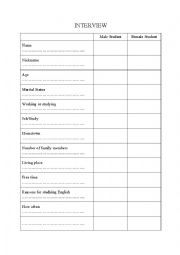 English Worksheet: Speaking Activity: Interview