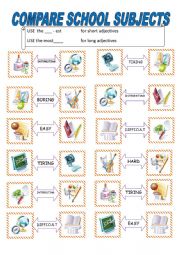 English Worksheet: Comparing school subjects