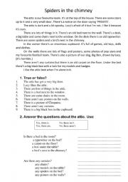 English Worksheet: Spiders in the chimney