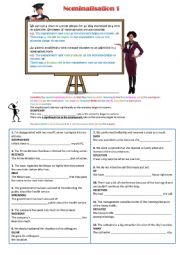 English Worksheet: Nominalisation 1