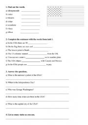 English Worksheet: The USA