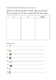 English Worksheet: plurals