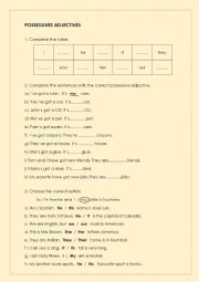 English Worksheet: POSSESSIVE ADJECTIVES