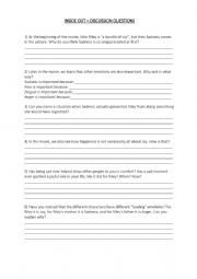 English Worksheet: Inside Out (movie) - discussion questions
