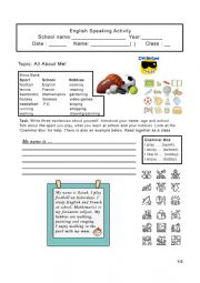 English Worksheet: Presentation - Self Introduction