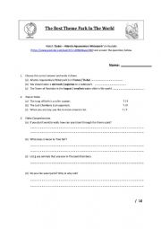 English Worksheet: The Best Theme Park In The World