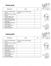 English Worksheet: Famous people - speaking - find someone who