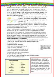 English Worksheet: The Sun, the Wind and the Rain