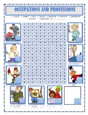 English Worksheet: WORDSEARCH JOBS , OCCUPATIONS AND PROFESSIONS