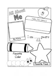 English Worksheet: All About Me