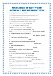 MARATHON OF KEY WORD SENTENCE TRANSFORMATIONS