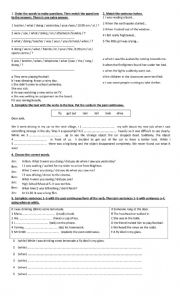 English Worksheet: Past Continuous vs Simple. Linkers 