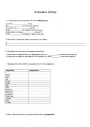 English Worksheet: EValuative activity