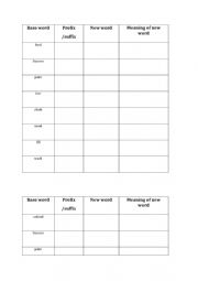 English Worksheet: PREFIXES AND SUFFIXES