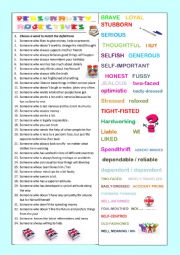 English Worksheet: Adjectives of personality+ key