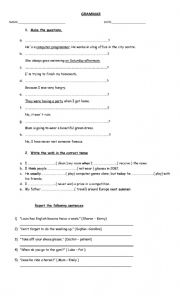 English Worksheet: grammar revision