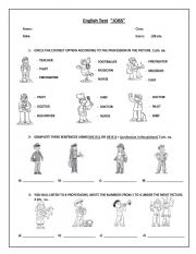 English Worksheet: Jobs (writing and listening) test